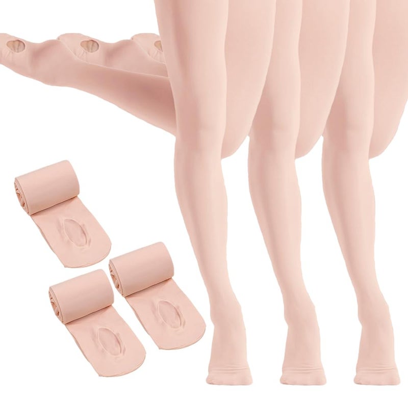 HETH Ballet Tights for Girls - Ultra Soft Dance Tights Convertible Pink Tight (Toddler/Kids,Small,3pcs) - Image 1